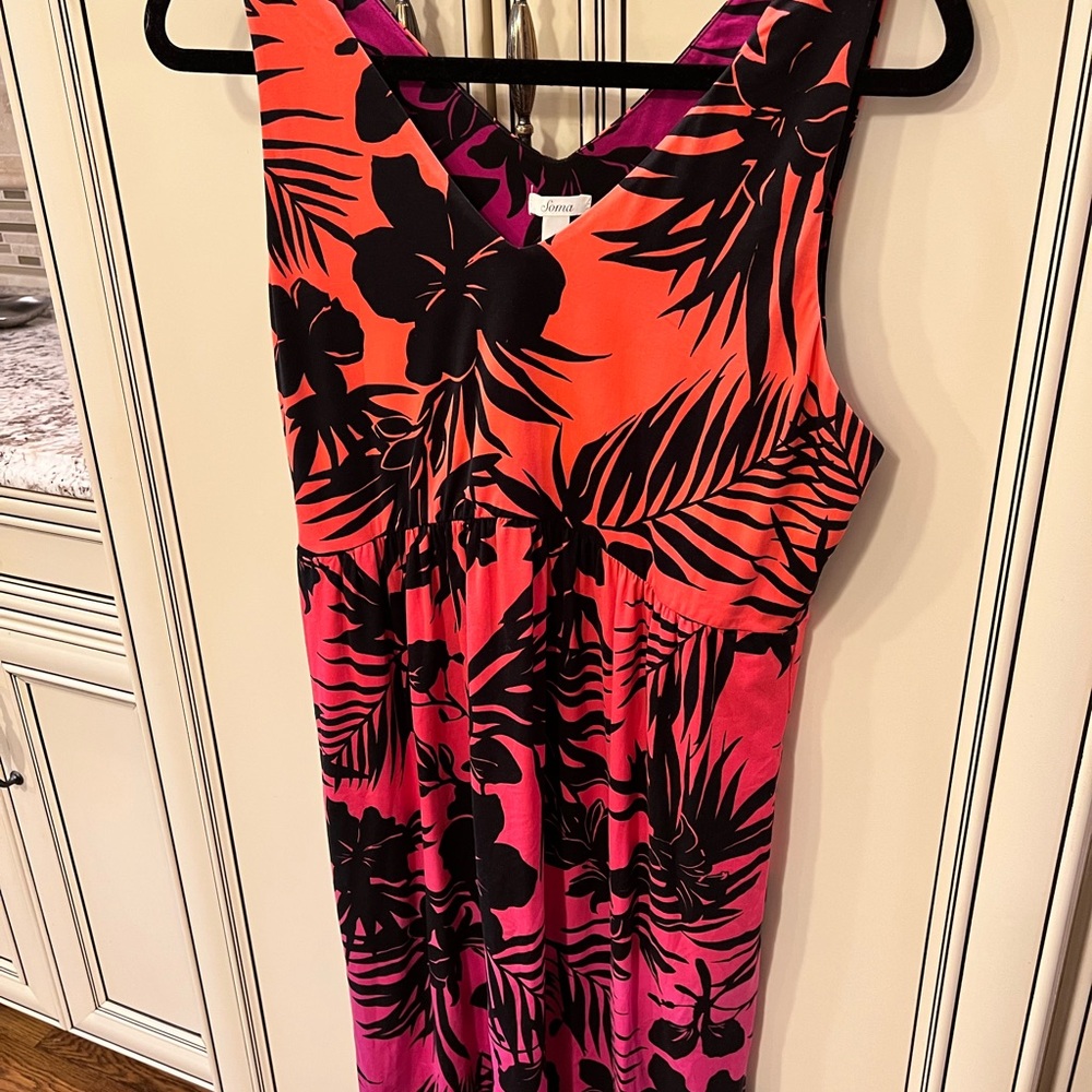 Soma Black and Orange Floral Dress